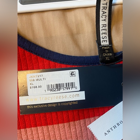 Anthropology Ribbed Striped Dress by Tracy Reese Fully Lined Sz XL New With Tags - Picture 7 of 15